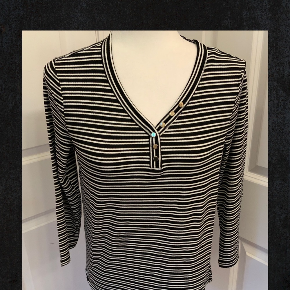 Rafaella Striped 3/4 Sleeve Top - Medium - NWT